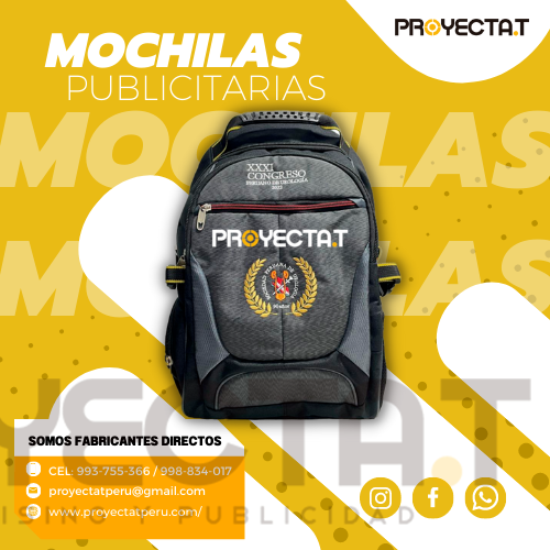 Proyectat Perú - MOCHILAS PUBLICITARIAS NEGRA CON AMARILLO