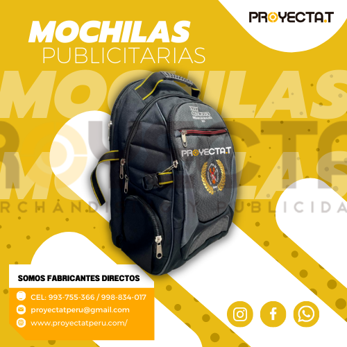 MOCHILAS PUBLICITARIAS NEGRA CON AMARILLO