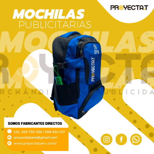 MOCHILA PUBLICITARIA AZUL CON NEGRO CAMPERA