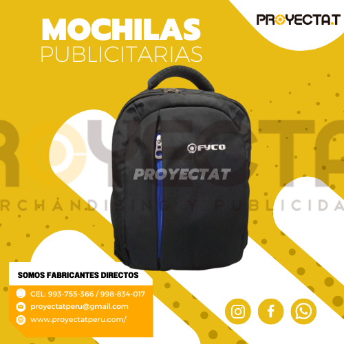 MOCHILAS PUBLICITARIAS CIERRE VERTICAL AZUL