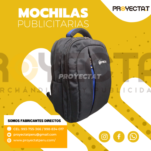 MOCHILAS PUBLICITARIAS CIERRE VERTICAL AZUL