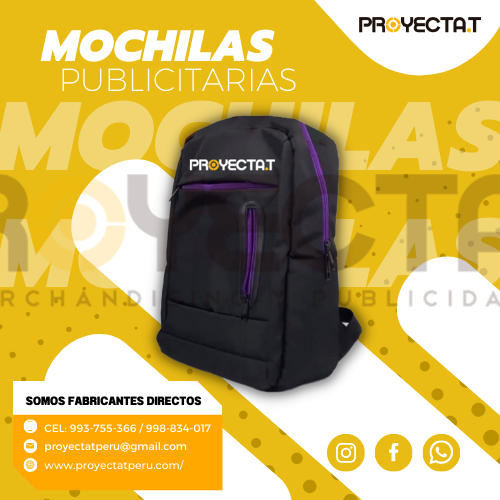 MOCHILAS PUBLICITARIAS NEGRA CON MORADO